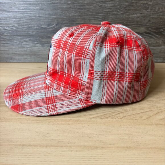 Anaheim Angels Hat Cap Strap Back Red Gray Plaid MLB Baseball Adjustable - Picture 4 of 9